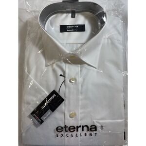 Eterna Men's White Short Sleeve Button Down Business Dress Shirt Size 46/18 NWT